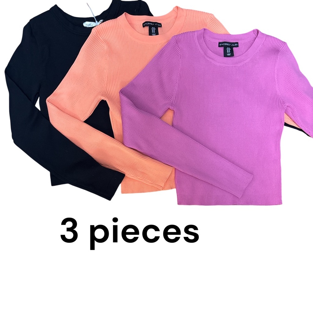 3 PC LONGSLEEVE CREWNECKS  / SINCERELY JULES (M) & HAPPILY GREY (S/M)